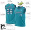 Custom Teal Gray-Navy Authentic Throwback Basketball Jersey