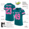Teal0370-1 Custom Teal Pink-White Mesh Authentic Football Jersey