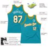Custom Teal Gold-Black Authentic Throwback Basketball Jersey