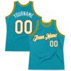 Custom Teal Gold-Black Authentic Throwback Basketball Jersey
