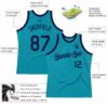 Custom Teal Navy Authentic Throwback Basketball Jersey
