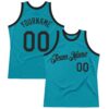 Custom Teal Black Authentic Throwback Basketball Jersey