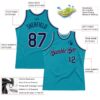 Custom Teal Navy-Gray Authentic Throwback Basketball Jersey