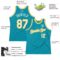 Custom Teal White-Gold Authentic Throwback Basketball Jersey