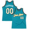 Custom Teal Gold-Navy Authentic Throwback Basketball Jersey