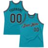 Custom Teal Black-Gray Authentic Throwback Basketball Jersey