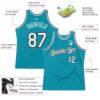 Custom Teal White-Black Authentic Throwback Basketball Jersey
