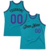 Custom Teal Purple-Black Authentic Throwback Basketball Jersey