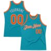 Custom Teal Orange-Gray Authentic Throwback Basketball Jersey