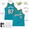 Custom Teal Black-Old Gold Authentic Throwback Basketball Jersey