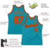 Custom Teal Orange-Black Authentic Throwback Basketball Jersey
