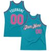 Custom Teal Pink-Black Authentic Throwback Basketball Jersey