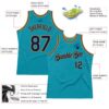 Custom Teal Navy-Old Gold Authentic Throwback Basketball Jersey
