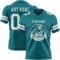 Teal0412-1 Custom Teal White Authentic Football Jersey