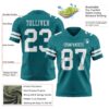 Custom Teal White Authentic Football Jersey