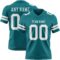 Teal0412 Custom Teal White Authentic Football Jersey