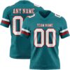 Custom Teal White-Red Authentic Football Jersey