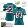 Custom Teal White-Red Authentic Football Jersey