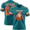 Teal0414-1 Custom Teal Orange-White Authentic Football Jersey