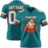 Custom Teal White-Orange Authentic Football Jersey
