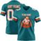 Teal0415-1 Custom Teal White-Orange Authentic Football Jersey