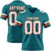 Custom Teal White-Orange Authentic Football Jersey