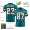 Custom Teal White-Orange Authentic Football Jersey