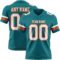 Teal0415 Custom Teal White-Orange Authentic Football Jersey