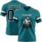 Teal0419-1 Custom Teal Black-White Authentic Football Jersey