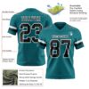 Custom Teal Black-White Authentic Football Jersey