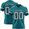 Custom Teal Gray-Black Authentic Football Jersey