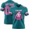 Teal0422-1 Custom Teal Pink-White Authentic Football Jersey