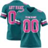 Custom Teal Pink-White Authentic Football Jersey