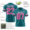 Custom Teal Pink-White Authentic Football Jersey