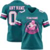 Custom Teal White-Pink Authentic Football Jersey