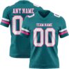 Custom Teal White-Pink Authentic Football Jersey