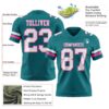 Custom Teal White-Pink Authentic Football Jersey
