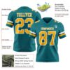 Custom Teal Gold-White Authentic Football Jersey
