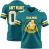 Custom Teal White-Gold Authentic Football Jersey