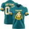 Teal0425-1 Custom Teal White-Gold Authentic Football Jersey