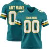Custom Teal White-Gold Authentic Football Jersey