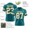 Custom Teal White-Gold Authentic Football Jersey
