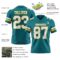 Teal0425-2 Custom Teal White-Gold Authentic Football Jersey