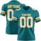 Teal0425 Custom Teal White-Gold Authentic Football Jersey