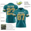 Custom Teal Old Gold-White Authentic Football Jersey