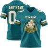 Custom Teal White-Old Gold Authentic Football Jersey