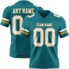 Custom Teal White-Old Gold Authentic Football Jersey