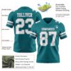 Custom Teal White-Gray Authentic Football Jersey
