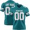 Teal0429 Custom Teal White-Gray Authentic Football Jersey