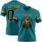 Teal0430-1 Custom Teal Black-Old Gold Authentic Football Jersey